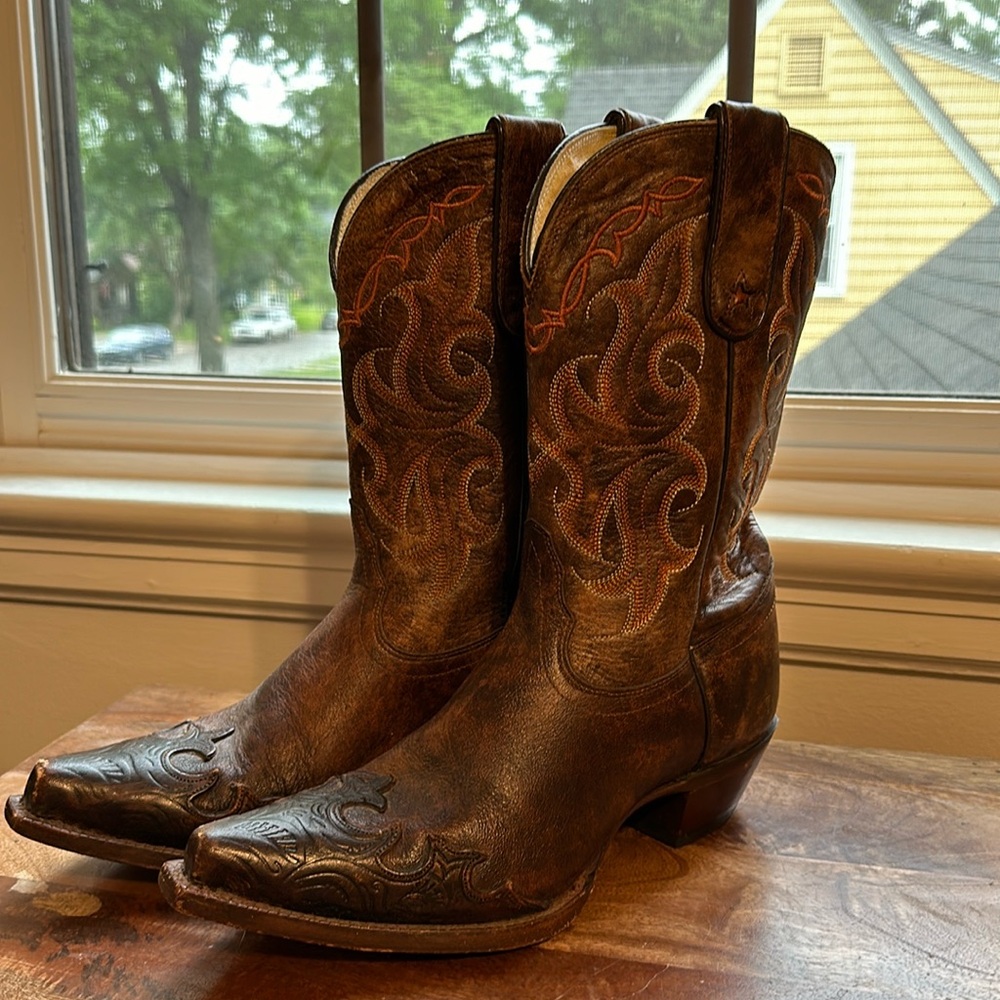 Tony Lama Leather Cowgirl Boots Size 7.5
